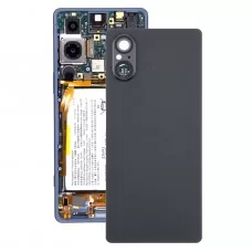 Para Sony Xperia 5 V Tapa trasera de batería con tapa de lente de cámara (negro)